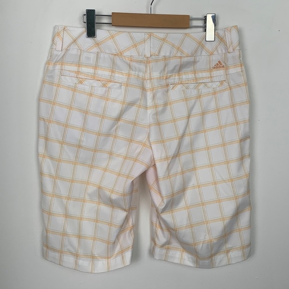 Adidas Climalite Plaid Golf Shorts Yellow White Sz 10  Performance golf shorts f - Picture 4 of 9